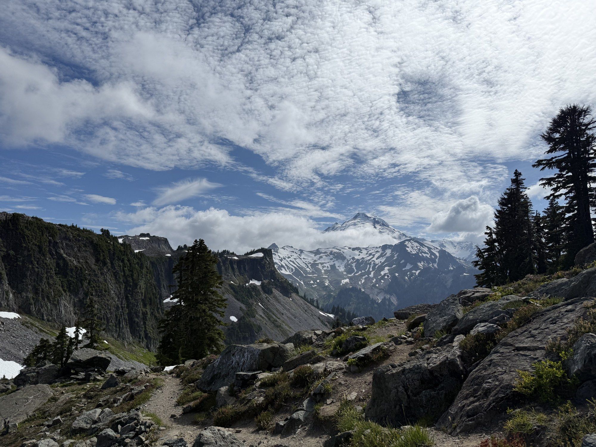 Mount Baker seen from a ridge trail above the treeline
