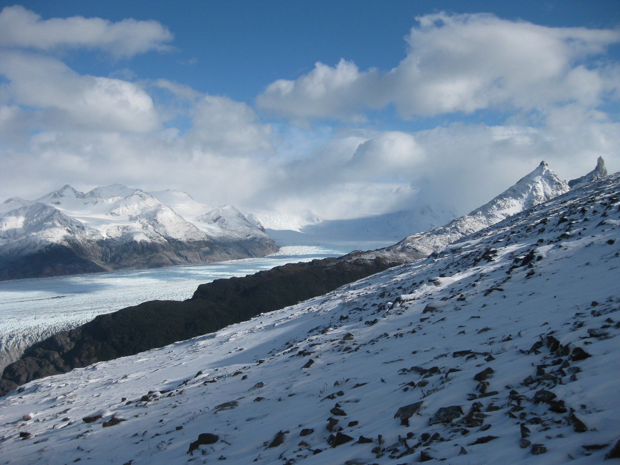 Grey Glacier under snow in Torres del Paine