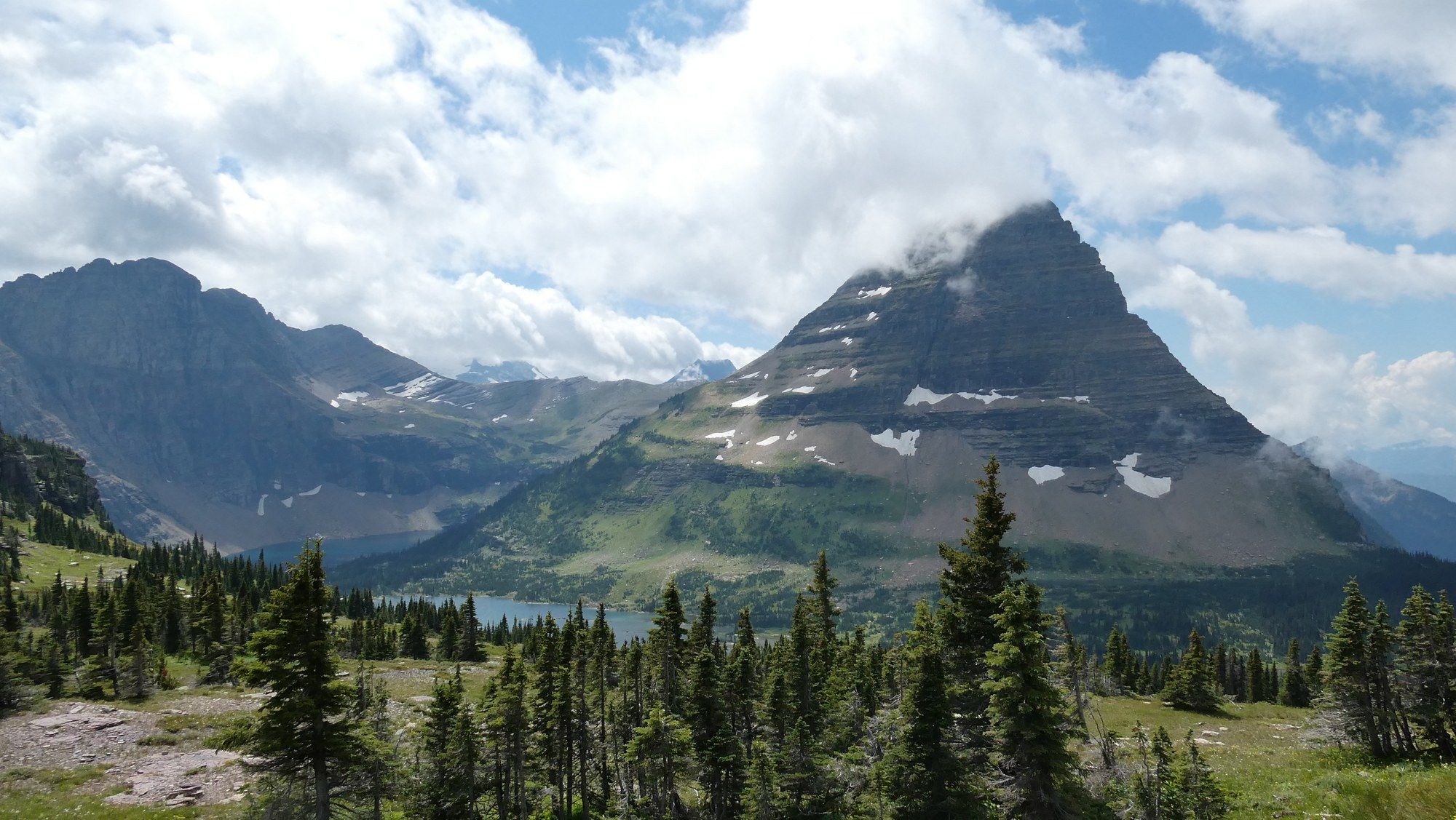 Hidden Lake below Bearhat Mountain in Glacier National Park